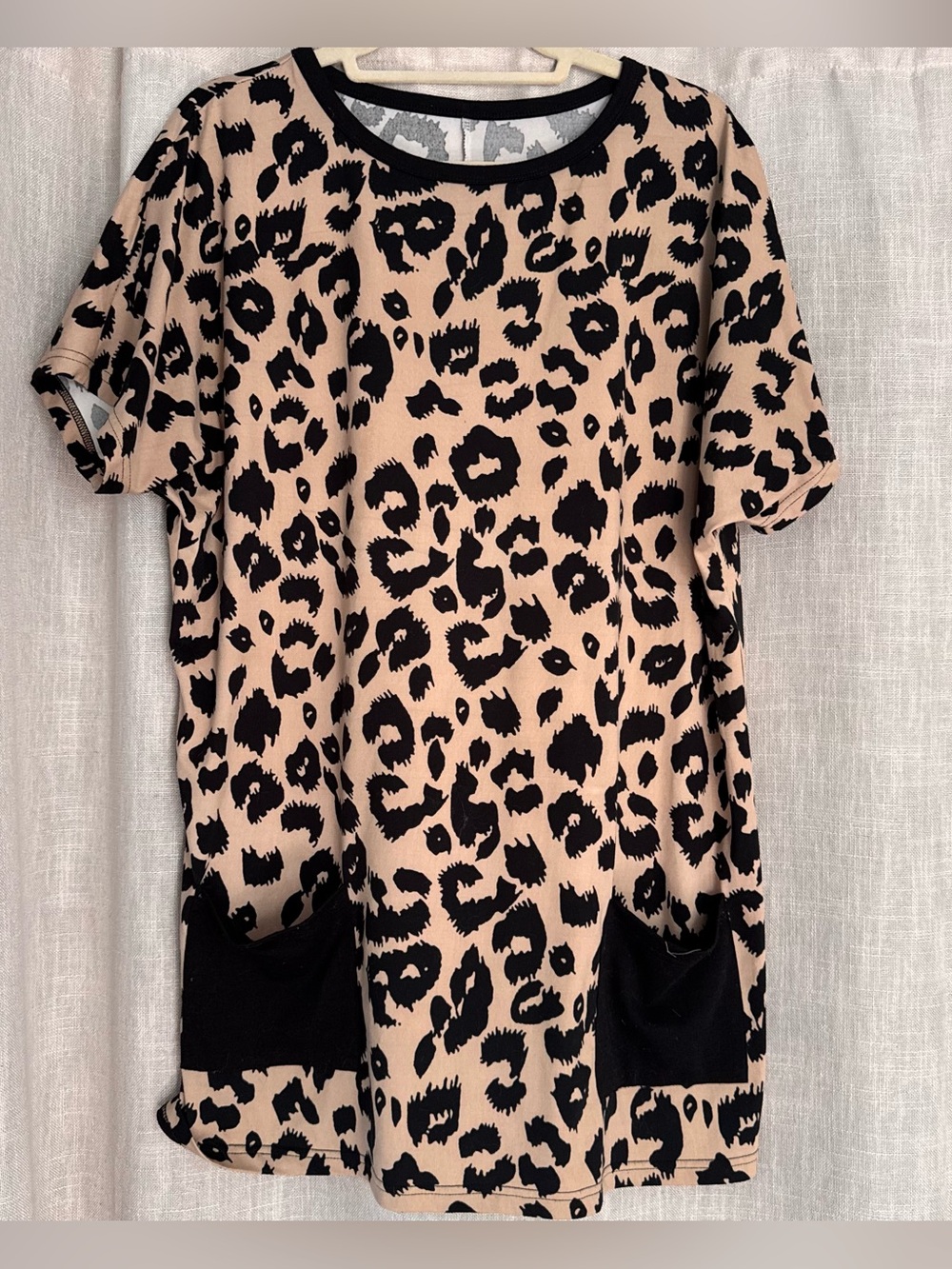 Cheetah print oversized tee shirt with front pockets